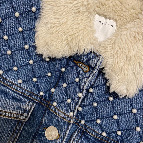 SANDRO DENIM SHERPA JACKET - Picture 3 of 6